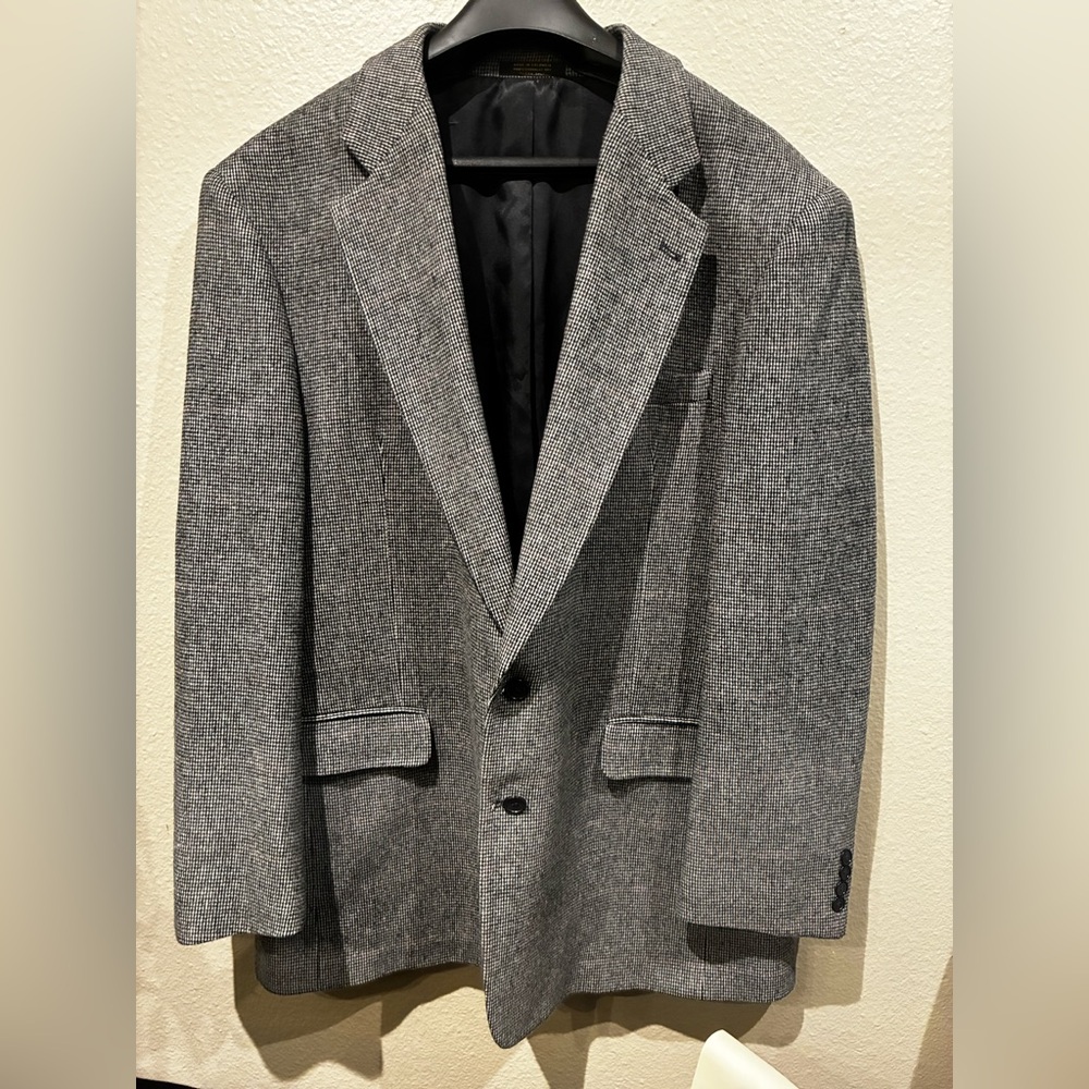 Vintage Christian Aujard Silk Lined Tweed Gray Men's Blazer XL